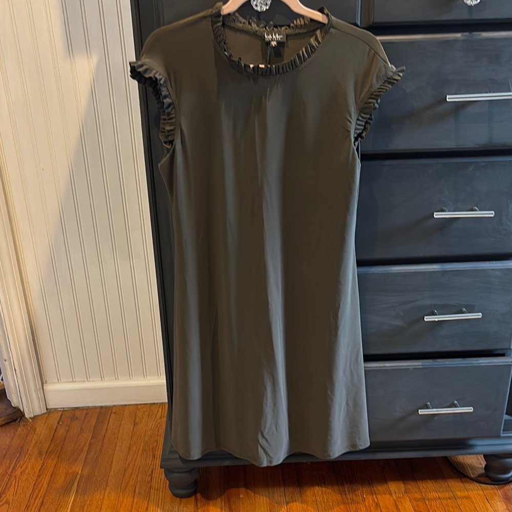 Olive Ruffle Sleeve Dress